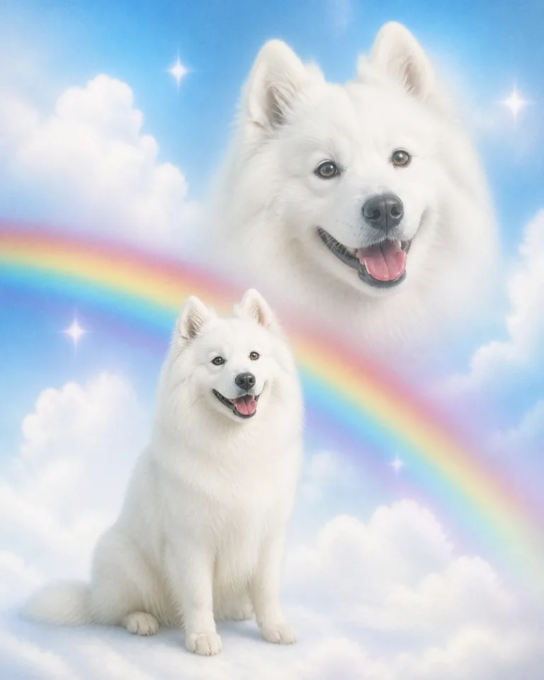 Retro dreamscape pet portrait example